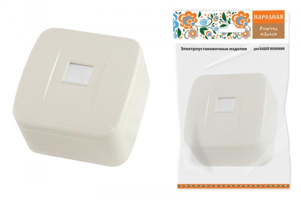 TDM  Народная  Дача  Слоновая Кость  Розетка телефонная (RJ-11) открытой установки IP20,