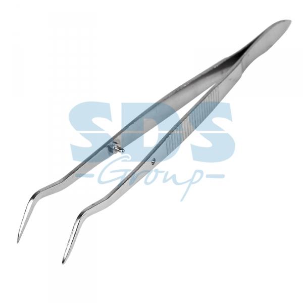Пинцет изогнутый, узкий, фиксатор, рифленый 160мм REXANT 12-0358