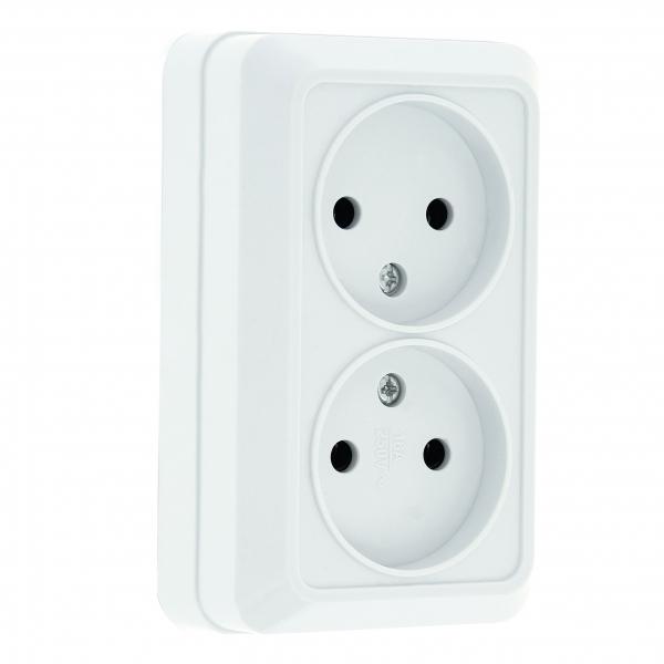EKF  Рим  Белый Розетка 2-местная 10А без заземляющих контактов керамика ENR10-102-10C