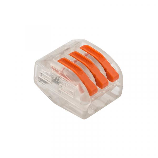 REXANT 221-413 Клемма 3-проводная (0,08-2,5 (4) мм²) 50шт. прозрачные 07-5253-1