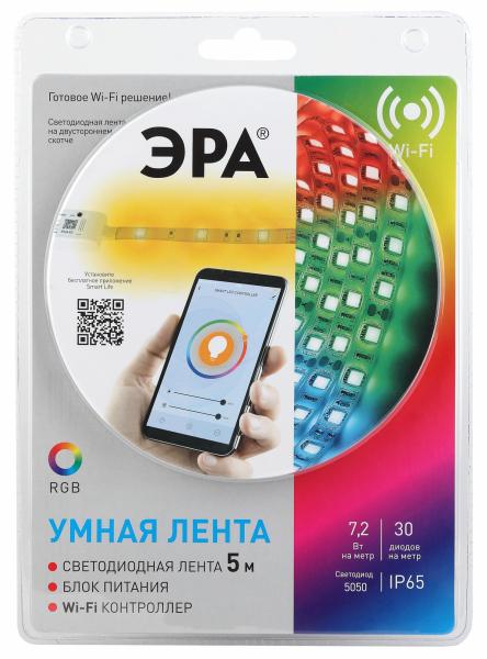 ЭРА Лента  IP65  12V   7,2Вт/м  RGB  5050-30-RGB-IP65-Wifi-5m