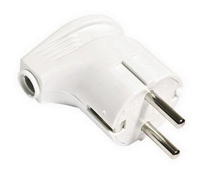 TDM Вилка угловая с заземляющими контактами 16А 250В Белый SQ1806-0007