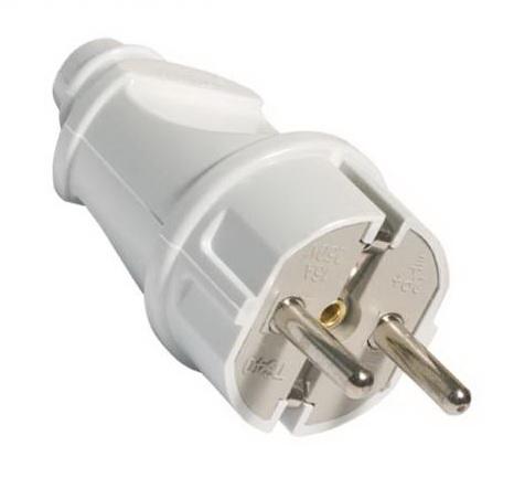 UNIVersal Вилка прямая с заземляющими контактами 16А 250В Белый А101